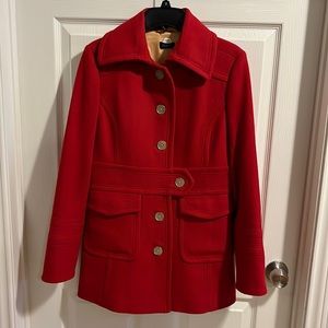 J Crew mid length wool pea coat RED- size 6